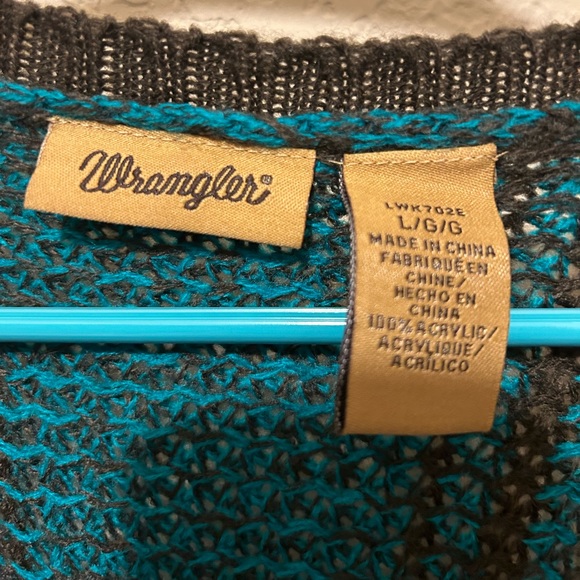 NWOT Wrangler Cardigan Long Sweater Brown/Turquoise Size L - Picture 4 of 7